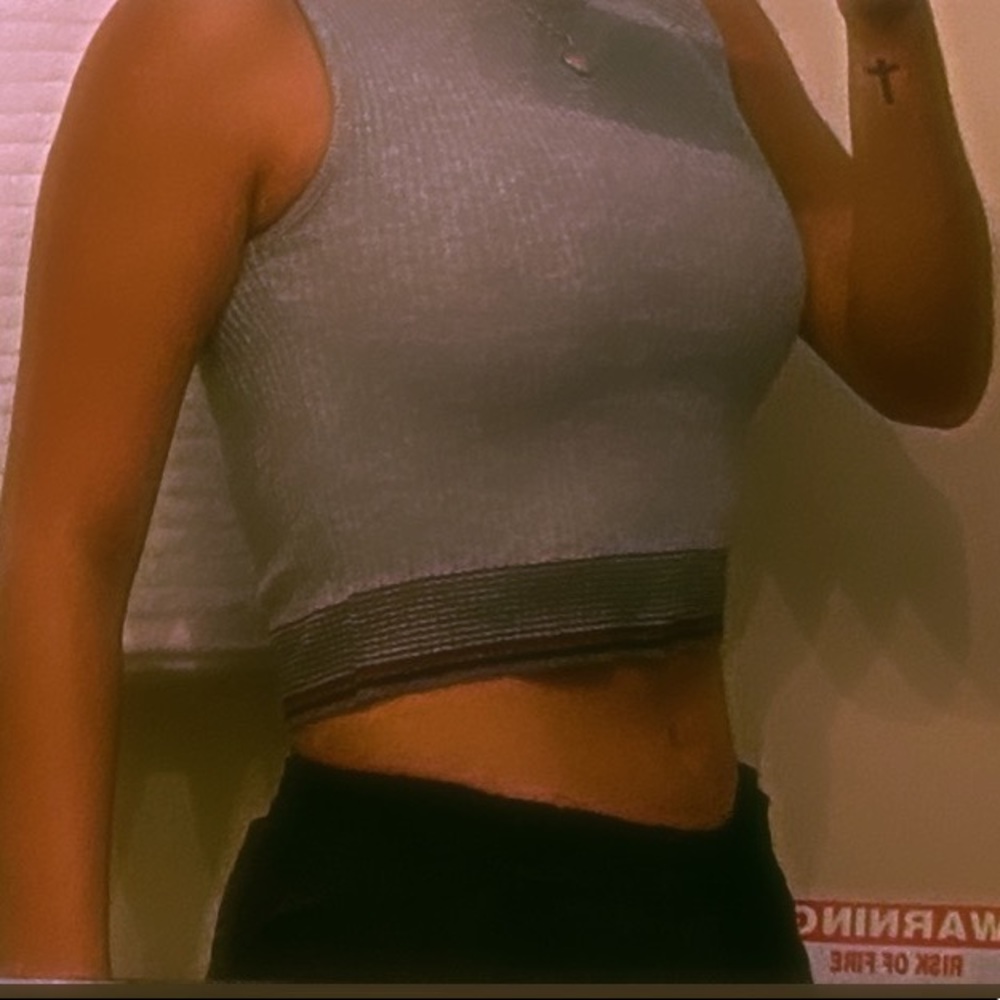 • grey & black crop top